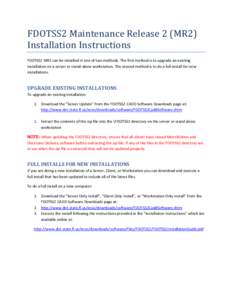 Microsoft Word - FDOTSS2 Maintenance Release 2 Installation Instructions.docx