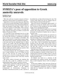 World Socialist Web Site  wsws.org SYRIZA’s pose of opposition to Greek austerity unravels