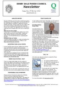DENBY DALE PARISH COUNCIL  Newsletter Issue No. 29 Winter 2012 www.denbydale.com
