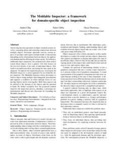 The Moldable Inspector: a framework for domain-specific object inspection Andrei Chis¸ Tudor Gˆırba