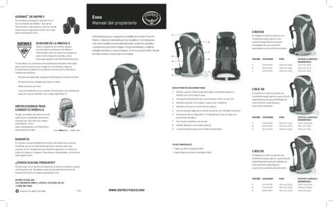 Exos Manual del propietario ADDONS™ DE OSPREY Personaliza y protege tu mochila con la línea completa de AddOns™ de Osprey.