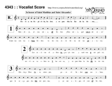 4343 : : Vocalist Score  http://www.corpuschristiwatershed.org/ In honor of Saint Matthias and Saint Alexander