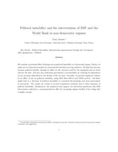 Political instability and the interventions of IMF and the World Bank in non-democratic regimes Gary Aurore ∗