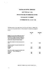 AUSTRALIAN CAPITAL TERRITORY UNIT TITLES ACT 1970 REVOCATION AND DETERMINATION OF FEES EXPLANATORY STATEMENT DETERMINATION NO. 132 OF 1996