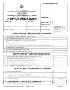 FOR DEPARTMENT USE ONLY  STATE OF TENNESSEE THE DEPARTMENT OF COMMERCE AND INSURANCE P.O. BOX[removed]