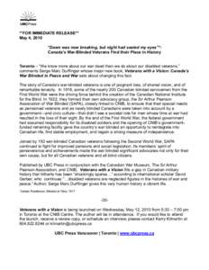 Microsoft Word - Veterans with a Vision_Press Release_May 4_10.doc