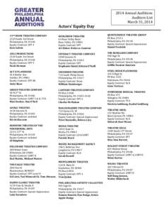 Actors’ Equity Day[removed]Annual Auditions Auditors List March 31, 2014