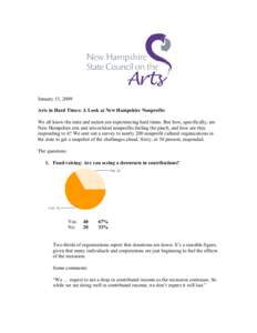January 15, 2009 Arts in Hard Times: A Look at New Hampshire Nonprofits We all know the state and nation are experiencing hard times. But how, specifically, are New Hampshire arts and arts-related nonprofits feeling the 