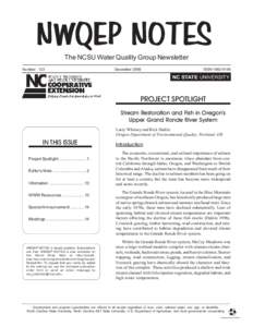 NWQEP NOTES The NCSU Water Quality Group Newsletter Number 123 December 2006