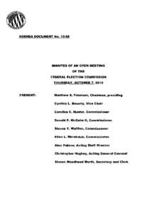 Ellen L. Weintraub / Cynthia L. Bauerly / Government / Donald F. McGahn II / Matthew S. Petersen / Politics / Petersen / Agenda / Minutes / Meetings / Parliamentary procedure / Federal Election Commission