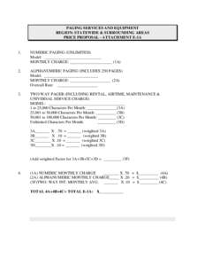 ATTACHMENT E-1—PRICE PROPOSAL FORM