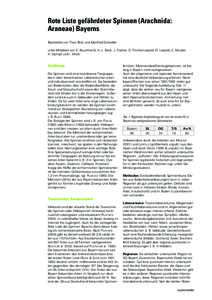 Rote Liste gefährdeter Spinnen (Arachnida: Araneae) Bayerns Bearbeitet von Theo Blick und Manfred Scheidler