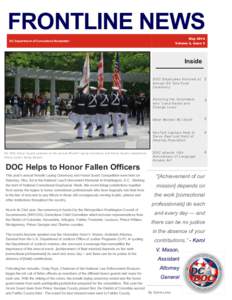 FRONTLINE NEWS DC Department of Corrections Newsletter May 2014 Volume 2, Issue 3