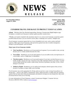 NEWS R E L E A S E For Immediate Release August 11, 2014