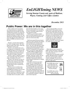 EnLIGHTening NEWS  Serving Stanton County and parts of Madison, Wayne, Cuming, and Colfax counties December 2013