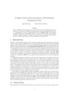 A Higher Order Characterization of Probabilistic Polynomial Time Ugo Dal Lago Paolo Parisen Toldin Abstract