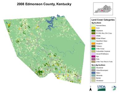 2008 Edmonson County, Kentucky  Land Cover Categories Agriculture  Pasture/Grass