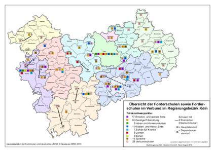Übersicht der Förderschulen sowie Förderschulen im Verbund im Regierungsbezirk Köln