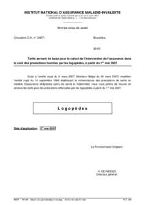 INSTITUT NATIONAL D’ASSURANCE MALADIE-INVALIDITE Etablissement public institué par la loi du 9 août 1963 AVENUE DE TERVUREN[removed]BRUXELLES _____________ Service soins de santé