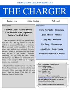 THE CLEVELAND CIVIL WAR ROUNDTABLE  THE CHARGER !  January 2014