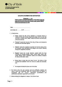 ON-SITE STORMWATER DETENTION Annexure……….to Public positive covenant imposed by a Prescribed Authority being the Council of the City of Ryde under section 88E(3) of the Conveyancing Act 1919