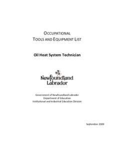 Occupational Tools and Equipment List - Oil Heat System Technician