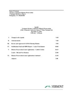 State of Vermont Advisory Council for Historic Preservation 1 National Life Drive, Floor 6 Montpelier, VT[removed]Agenda