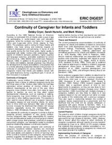 Clearinghouse on Elementary and Early Childhood Education University of Illinois • 51 Gerty Drive • Champaign, IL[removed]ERIC DIGEST