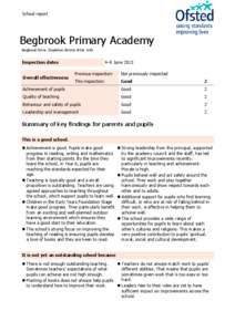 School report  Begbrook Primary Academy