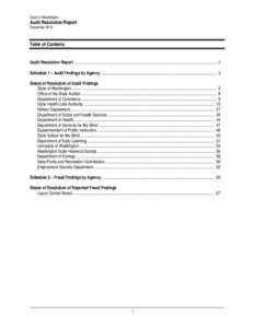 State of Washington  Audit Resolution Report December[removed]Table of Contents