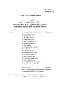 Board Minutes AABANTIQUITIES ADVISORY BOARD Minutes of the 158th Meeting on Thursday, 22 March 2012 at 3:00 p.m.