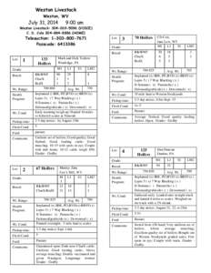 Weston Livestock Weston, WV July 31, [removed]:00 am