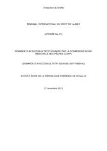 (Traduction du Greffe)  TRIBUNAL INTERNATIONAL DU DROIT DE LA MER (AFFAIRE No. 21)