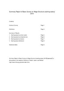 Summary Report of Basic Survey on Wage Structure (starting salary[removed]Contents Outline of Survey