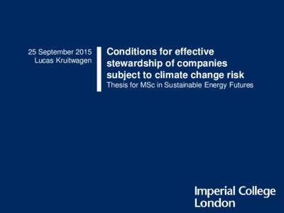 25 September 2015 Lucas Kruitwagen Conditions for effective stewardship of companies subject to climate change risk