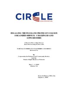 Social philosophy / Activism / Corporation for National and Community Service / AmeriCorps / National Civilian Community Corps / Community organizing / Volunteering / Youth engagement / Volunteer Center / Civil society / Volunteerism / Sociology