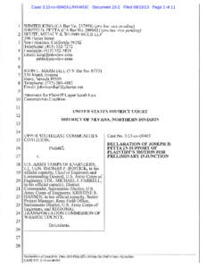 Case 3:13-cv[removed]LRH-WGC Document 13-2 Filed[removed]Page 1 of 11  \MINTER KING (CA Bar No[removed]pro hac vice pending) JOSEPH D. PETTA (CA Bar No[removed]pro hac více pendíng) 2 SHUTE, MIHALY & TVEINBERGER LL