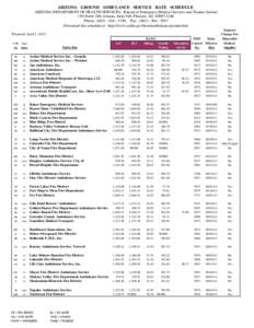 ARIZONA GROUND AMBULANCE SERVICE RATE SCHEDULE ARIZONA DEPARTMENT OF HEALTH SERVICES, Bureau of Emergency Medical Services and Trauma System 150 North 18th Avenue, Suite 540, Phoenix, AZ, Phone: ( - 