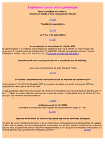 Législation concernant la généalogie Dons, cotisations,rescrit fiscal, réduction d’impôts et leurs conséquences fiscales la suite Fiscalité des associations