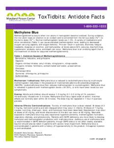 ToxTidbits: Antidote Facts[removed]Methylene Blue  Methemoglobinemia occurs when iron atoms in hemoglobin become oxidized. During oxidation,