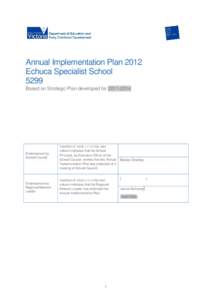 Annual Implementation Plan 2012 Echuca Specialist School 5299 Based on Strategic Plan developed for[removed]Endorsement by