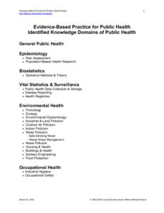 Evidence-Based Practice for Public Health Project http://library.umassmed.edu/ebpph 1  Evidence-Based Practice for Public Health