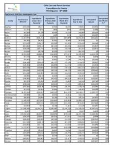 Child Care and Parent Services Expenditures by County Third Quarter - SFY 2013 Fund Source: Child Care Development Fund  County