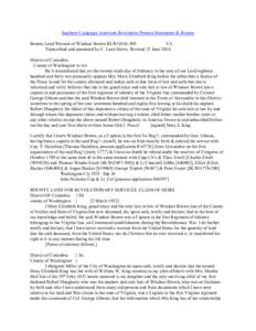 Southern Campaign American Revolution Pension Statements & Rosters Bounty Land Warrant of Windsor Brown BLWt1816-300 VA Transcribed and annotated by C. Leon Harris. Revised 12 June[removed]District of Columbia County of Wa