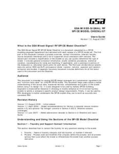 Microsoft Word - GSAMixed-SignalRFSPICEModelChecklist - Users Guide1.2.doc