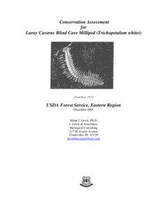 Conservation Assessment for Luray Caverns Blind Cave Milliped (Trichopetalum whitei)
