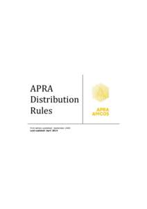APRA Distribution Rules First edition published September 2000 Last updated: April 2014