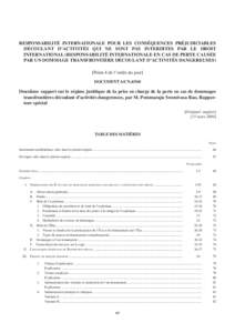 Responsabilité internationale pour les conséquences préjudiciables découlant d’activités qui ne sont pas interdites par le droit international (responsabilité internationale en cas de perte causée par un dommage