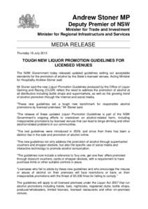 TOUGH NEW LIQUOR PROMOTION GUIDELINES FOR LICENSED VENUES