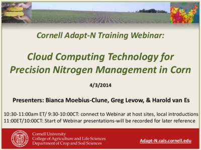 Cornell Adapt-N Training Webinar:  Cloud Computing Technology for Precision Nitrogen Management in Corn[removed]